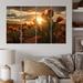 Dakota Fields Green Coral Cactus Field w/ Sunset - Floral Metal Art Print Set Metal in Green/Orange | 28 H x 48 W x 1 D in | Wayfair