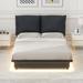 Latitude Run® Platform Bed w/ Sensor Light & Ergonomic Design Backrests Wood & Upholstered/ in Black | 41.6 H x 62.3 W x 80 D in | Wayfair