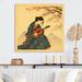 Winston Porter Vintage Oriental Lady Playing the Guitar - Print Canvas, Cotton in Green/Yellow | 16 H x 16 W x 1 D in | Wayfair