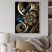 Winston Porter Fractal Flower In Retro Gold & Dark Teal I On Canvas Print Metal in Blue | 32 H x 24 W x 1 D in | Wayfair