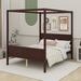 Red Barrel Studio® Queen Solid Wood Canopy Bed w/ Headboard & Footboard Wood in Brown | 74.8 H x 62.7 W x 83.9 D in | Wayfair