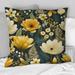 Designart "Retro Floral Revival Botanical Pattern III" Botanical Printed Throw Pillow