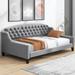Luxury Twin Size Velvet Upholstered Tufted Button Daybed, Sofa Bed for Bedroom and Living Room, Wooden Slats Support