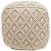 18" Beige Handmade Macramé Natural Cotton Square Pouf