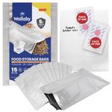 15x 5 Gallon Mylar Bag Bundle - Silver (5 Mil) With 20 Single Sealed Oxygen Absorbers & Labels - Resealable Zipper, FDA Grade