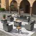 XIZZI 10 Pieces Outdoor Furniture Set Swivel Rocking Chair with Fire Pit