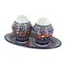 Blue Rose Polish Pottery 1282 Zaklady Salt & Pepper Shakers with Plate