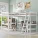 L-Shaped Loft Bed with 2 Built-in L-Shaped Desks,Wood Twin Size Loft Bed,Double Loft Beds with Guardrails and Ladders