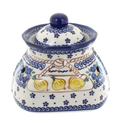 Blue Rose Polish Pottery 98 Vena Small Garlic Keeper