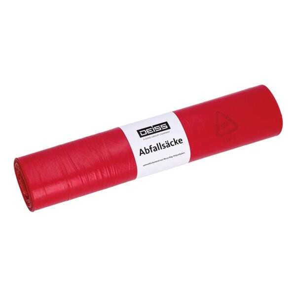 Deiss 25 Müllbeutel aus Recyclingmaterial 120 Liter Typ 60 rot, 70x110 cm Image