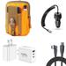 Travel Bundle for AT&T Vista 2023 (WTATTRW2) Waterproof Pack Bag Carrying Pouch Case 40W Car Charger Power Adapter 3-Port Wall Charger USB C to USB C Cable (Orange)