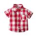 B91xZ Toddler Tops Boys Toddler Boys Short Sleeve Fashion Plaid Shirt Tops Coat Outwear for Boys Clothing Boys Graphic Tees Size 3-4 Years