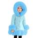 ASFGIMUJ Girls Jacket Kids Little Thicken Coat Winter Warm Faur Leather Button Down Jacket With Hood Long Sleeve Outerwear Toddler Coats For Girls Sky Blue 8 Years-9 Years