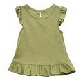 Fimkaul Girls Tops T Shirts Solid Cotton Clothes Sleeve Fly Color Blouse Ruffle T-shirts Baby Clothes Green