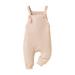 Baby Girls Suspender Jumpsuits Knotted Strap Solid Color Casual Romper