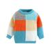 ASFGIMUJ Baby Girl Sweater Baby Unisex Cotton Knit Sweater Autumn Patchwork Long Sleeve Tops Pullover Sweater Clothes Knitted Sweater Orange 18 Months-24 Months