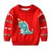 ASFGIMUJ Baby Girl Sweater Girls Boys Christmas Dinosaur Cartoon Sweater Casual Prints Knitted Long Sleeve Outwear Winter Top Sweater Knitted Sweater Red 2 Years-3 Years