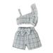 Toddler Girls Summer Sleeveless Plaid Vest Tops Shorts 2PCS Outfits Clothes Set For Girls Clothing Baby Girl Summer Clothes 3-6 Months Fir Girl Swaddling Blankets for Babies Girls Young Girl Clothes