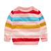 ASFGIMUJ Girls Sweater Girls Boys Sweater Casual Stripe Prints Knitted Long Sleeve Outwear Top Sweater Knit Sweater Pink 9 Years-10 Years