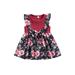 Huakaishijie Girls Spring A-line Dress Sleeveless Bow Front Floral Print Dress