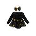 Baby Girl Halloween Outfit Pumpkin Print Tulle Romper Headband