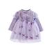 Arvbitana Kids Baby Girls Tulle Mini Dress Long Sleeve Butterfly Decor Mesh Patchwork A-line Dress Toddler Casual Princess Dress for Party 9M 12M 18M 24M 3T 4T