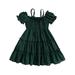Huakaishijie Girlâ€™s A-line Dress Short Sleeve Off-shoulder Pleated Summer Dress