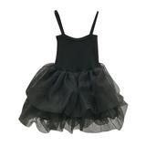 Fattazi Girls Summer Little Black Dress Sleeveless Suspender Mesh A Line Knee Length Shaggy Skirt Tea Party