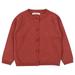 QUYUON Toddler Girl Knitted Sweater Baby Girls Long Sleeve Crew Neck Ribbed Knit Cardigan Sweater Buttons Open Front Cardigan Kids Winter Warm Sweater Coat Outerwear Red 18-24 Months