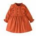 Spring And Autumn Girls Leisure Long Sleeved Dress Children s Solid Lace Collar A Line Dress for plus Size Girls for Girls 5 Years Old Girl Dresses 2t Floral Toddler Dress Girls Long Party Dress