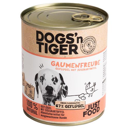 12x 800g Dogs'n Tiger Adult Geflügel & Süßkartoffel Hundefutter nass