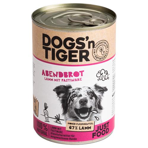 Sparpaket: 12x400g Dogs'n Tiger Adult Lamm & Pastinake Hundefutter nass