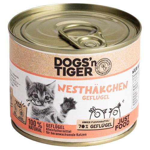 12x 200g Dogs'n Tiger Junior Cat Geflügel Katzenfutter nass