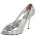 Gucci Shoes | Gucci Silver Leather Horsebit Peep-Toe Pumps Size 39 | Color: Silver | Size: 39