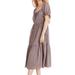 Madewell Dresses | Madewell Square Neck Tiered Midi Dress In Textured Seersucker Women's Size Xxl | Color: Purple | Size: Xxl