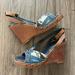 Coach Shoes | Coach Lynda Patchwork Wedge Sandals Size 7.5 M | Color: Blue/Brown | Size: 7.5