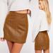 Free People Skirts | Free People Modern Femme Vegan Leather Mini Skirt Brown | Color: Brown/Tan | Size: 2