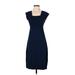 Theory Casual Dress - Sheath Square Short sleeves: Blue Print Dresses - Women's Size Small
