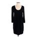 White House Black Market Casual Dress - Shift Scoop Neck 3/4 sleeves: Black Print Dresses - Women's Size Small
