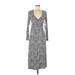 Good American Casual Dress - Midi V-Neck 3/4 sleeves: Gray Dresses - New - Women's Size Small