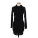 AMERICAN TWIST Los Angeles Casual Dress - Bodycon High Neck Long sleeves: Black Print Dresses - Women's Size Large