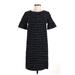 Ann Taylor LOFT Casual Dress - Shift Crew Neck Short sleeves: Black Print Dresses - Women's Size Medium