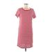 Old Navy Casual Dress - Shift Scoop Neck Short sleeves: Red Print Dresses - Women's Size Medium Tall