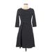 Ann Taylor Casual Dress - A-Line: Black Stripes Dresses - Women's Size 2