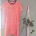 J. Crew Dresses | J. Crew Red & White Striped Cotton Short-Sleeved Dress Blue Collar - Size L Guc | Color: Red/White | Size: L