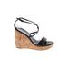 Prada Wedges: Black Print Shoes - Women's Size 35.5 - Open Toe