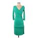 Diane von Furstenberg Casual Dress - Midi: Green Solid Dresses - Women's Size P