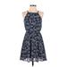 Blue Rain Casual Dress - Fit & Flare: Blue Jacquard Dresses - Women's Size 2X-Small