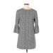 Zara Casual Dress - Shift Crew Neck 3/4 sleeves: Gray Dresses - Women's Size Medium