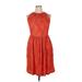 CMV Carmen Marc Valvo Casual Dress - A-Line Crew Neck Sleeveless: Orange Dresses - New - Women's Size 14